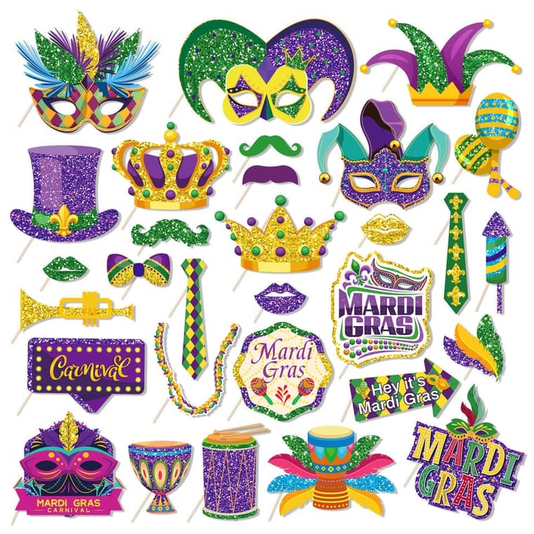 Mardi Gras Photo Booth Props Kit